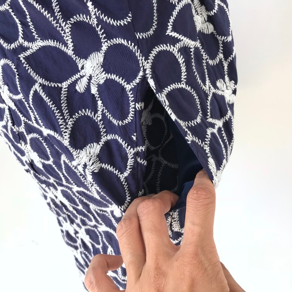 Nine West Blue Floral 100% Cotton Dress - Picture 4 of 8